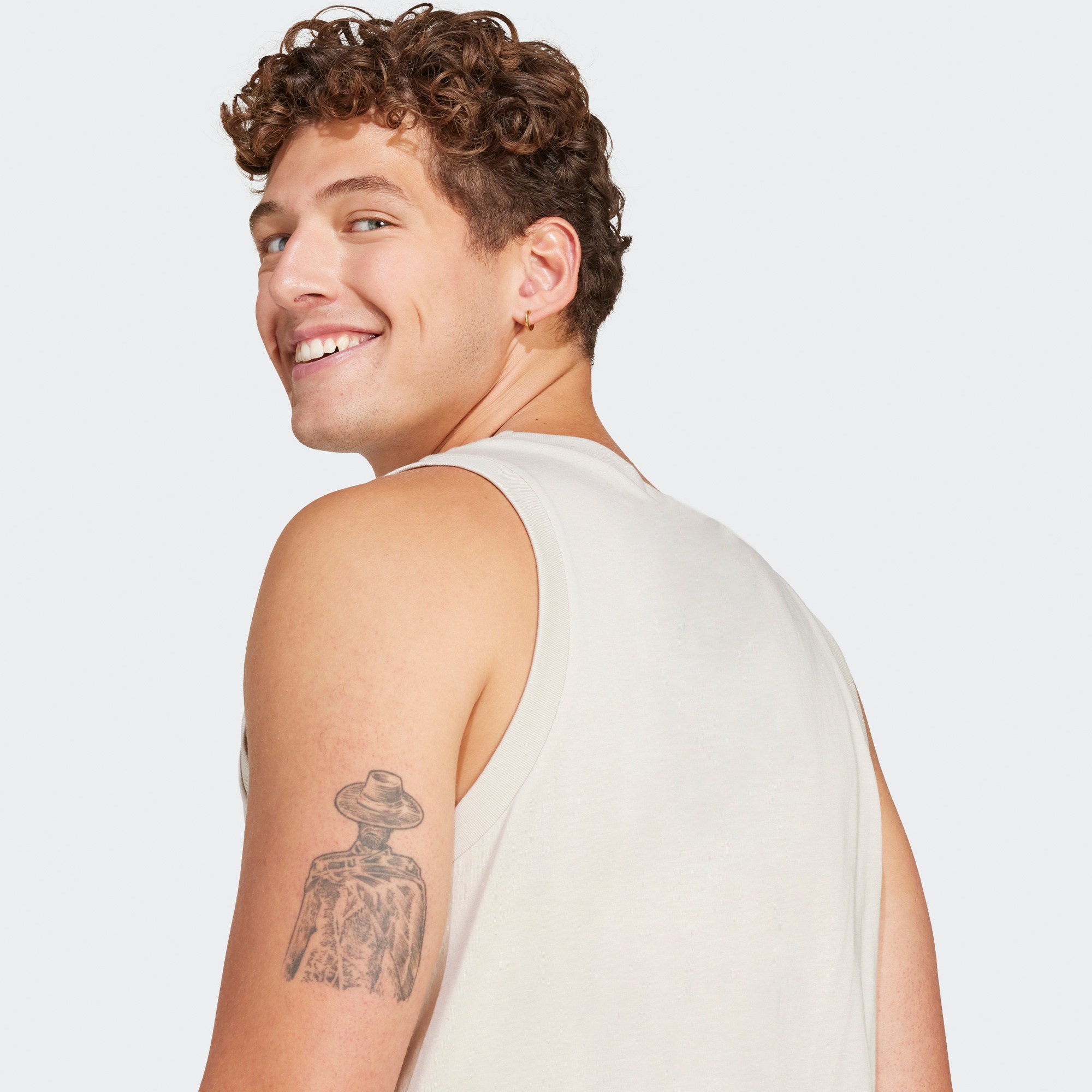 adidas Essentials Small Logo Erkek Beyaz Antrenman Atleti