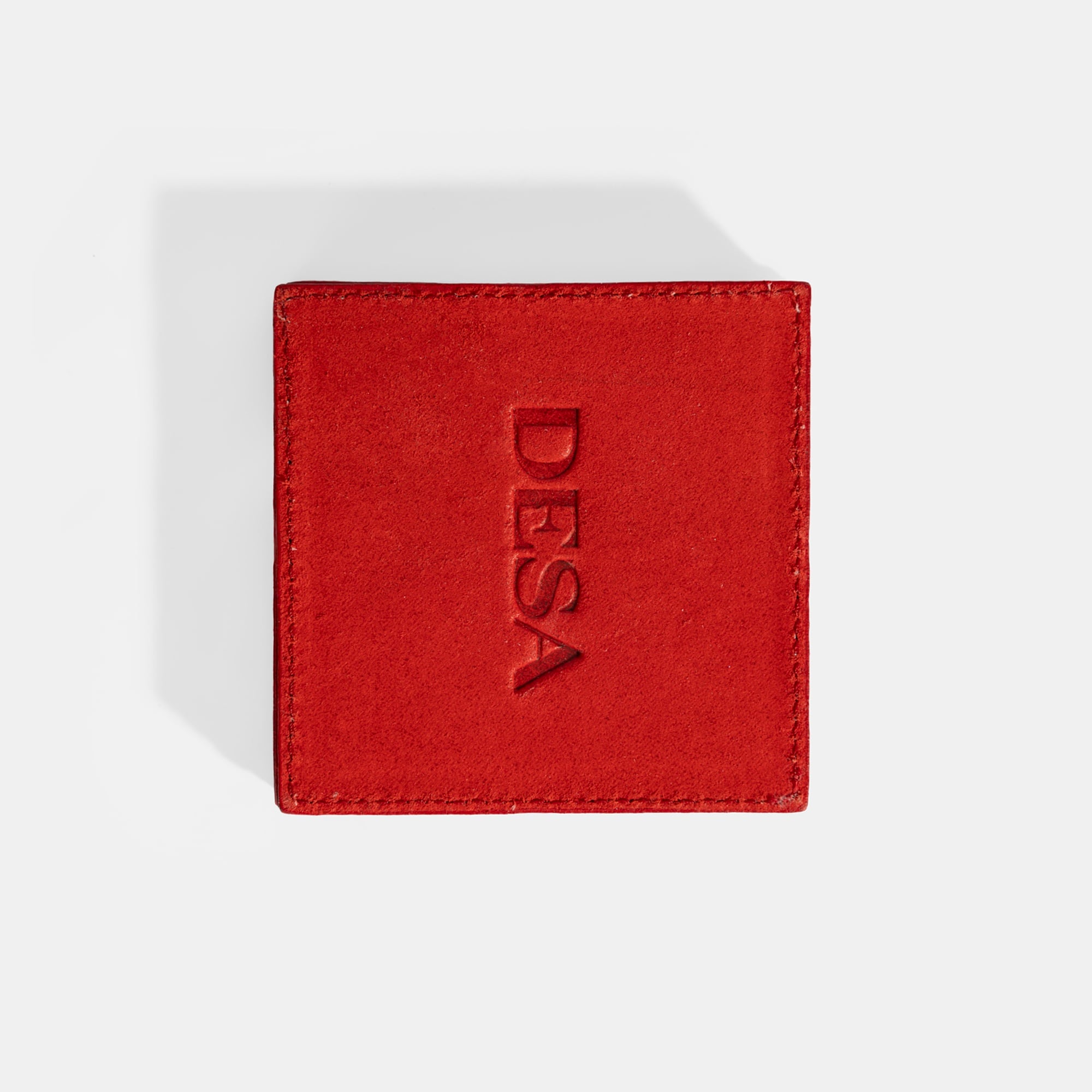 Kırmızı Deri Dörtlü Bardak Altlığı