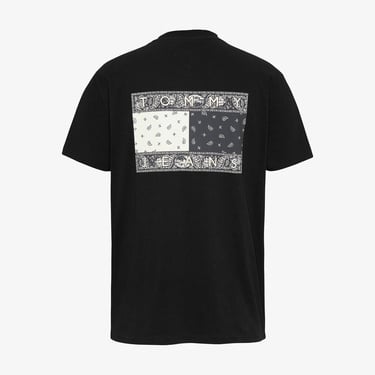  Tommy Jeans Reg Paisley Flag Ext Erkek Siyah T-Shirt