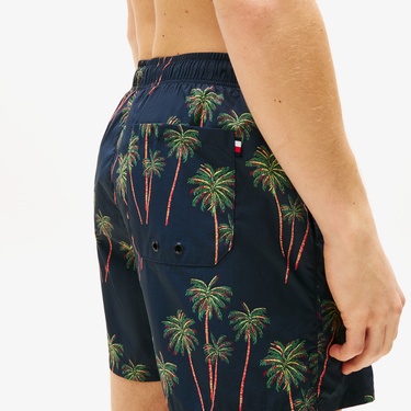  Tommy Hilfiger Medium Drawstring Print Erkek Mavi Mayo Şort