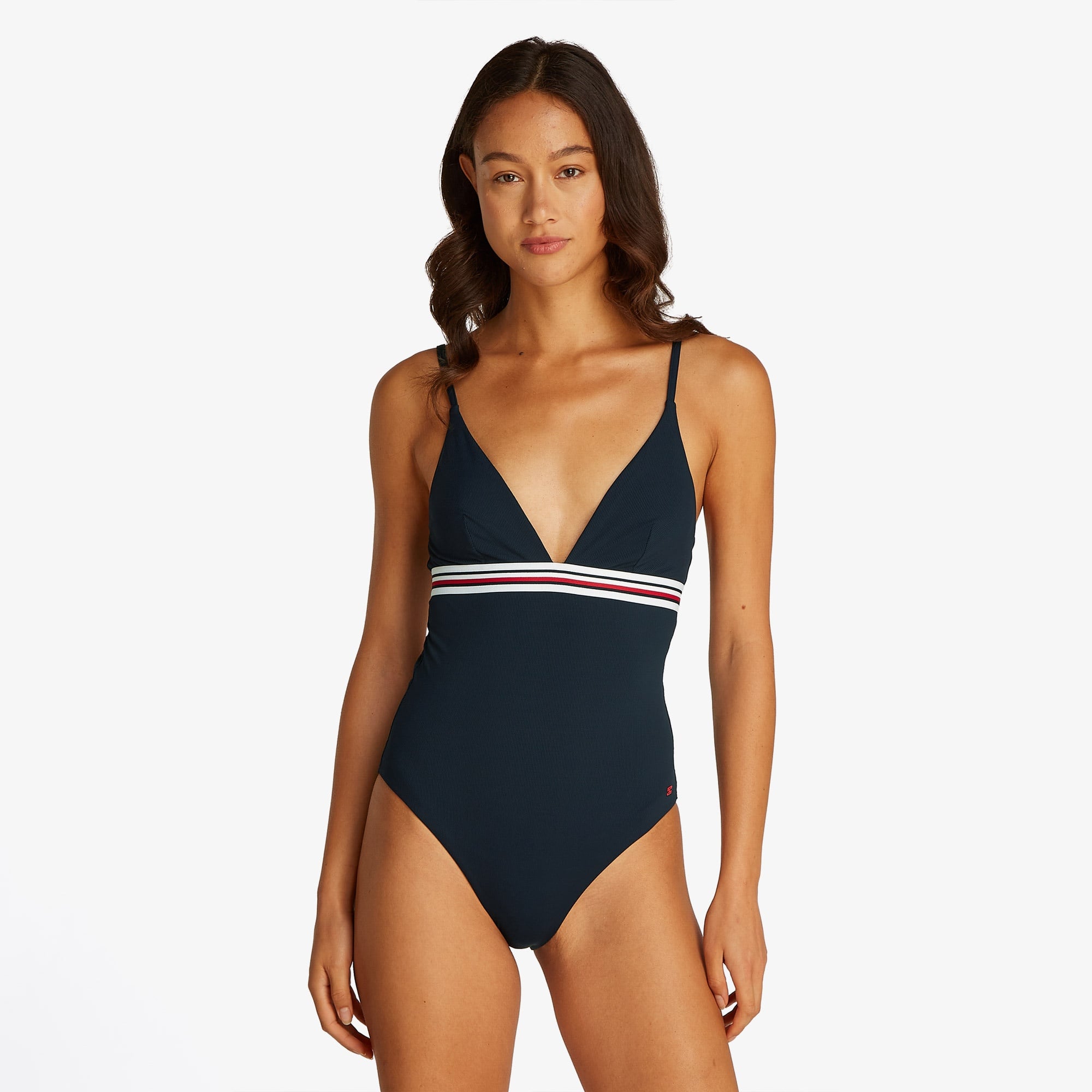 Tommy Hilfiger Triangle One Piece Kadın Lacivert Mayo