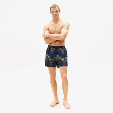  Tommy Hilfiger Medium Drawstring Print Erkek Mavi Mayo Şort