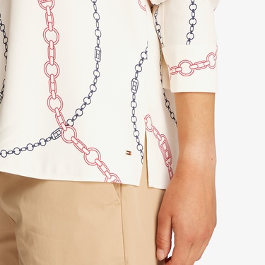  Tommy Hilfiger Soft Viscose Regular Kadın Beyaz Gömlek