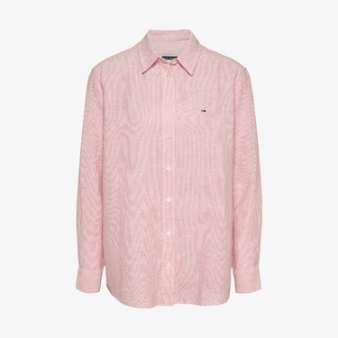  Tommy Jeans Relax Linen Kadın Pembe Gömlek