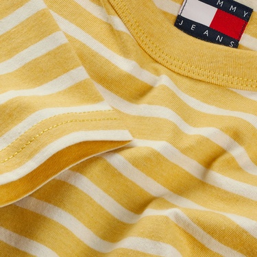  Tommy Jeans Reg Breton Stp Erkek Sarı T-Shirt