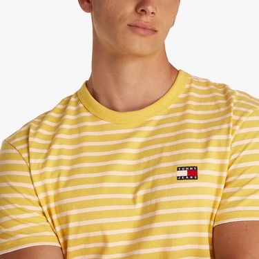  Tommy Jeans Reg Breton Stp Erkek Sarı T-Shirt