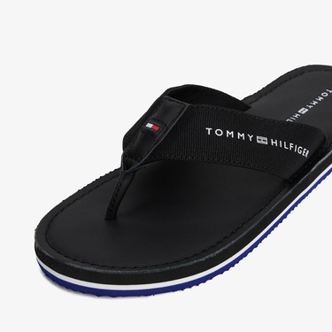  Tommy Hilfiger Leather Beach Erkek Siyah Terlik