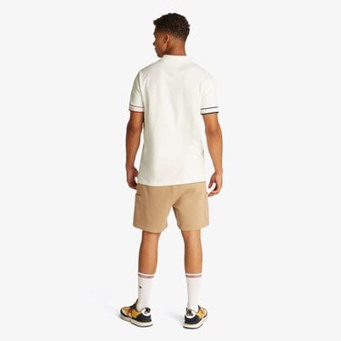  Tommy Jeans Slim Flag Cuff Ext Erkek Beyaz Polo