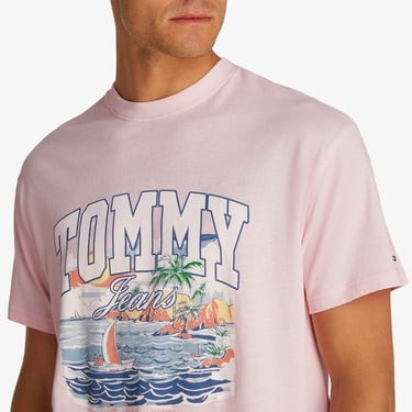  Tommy Jeans Relax Arch Sailing Erkek Pembe T-Shirt