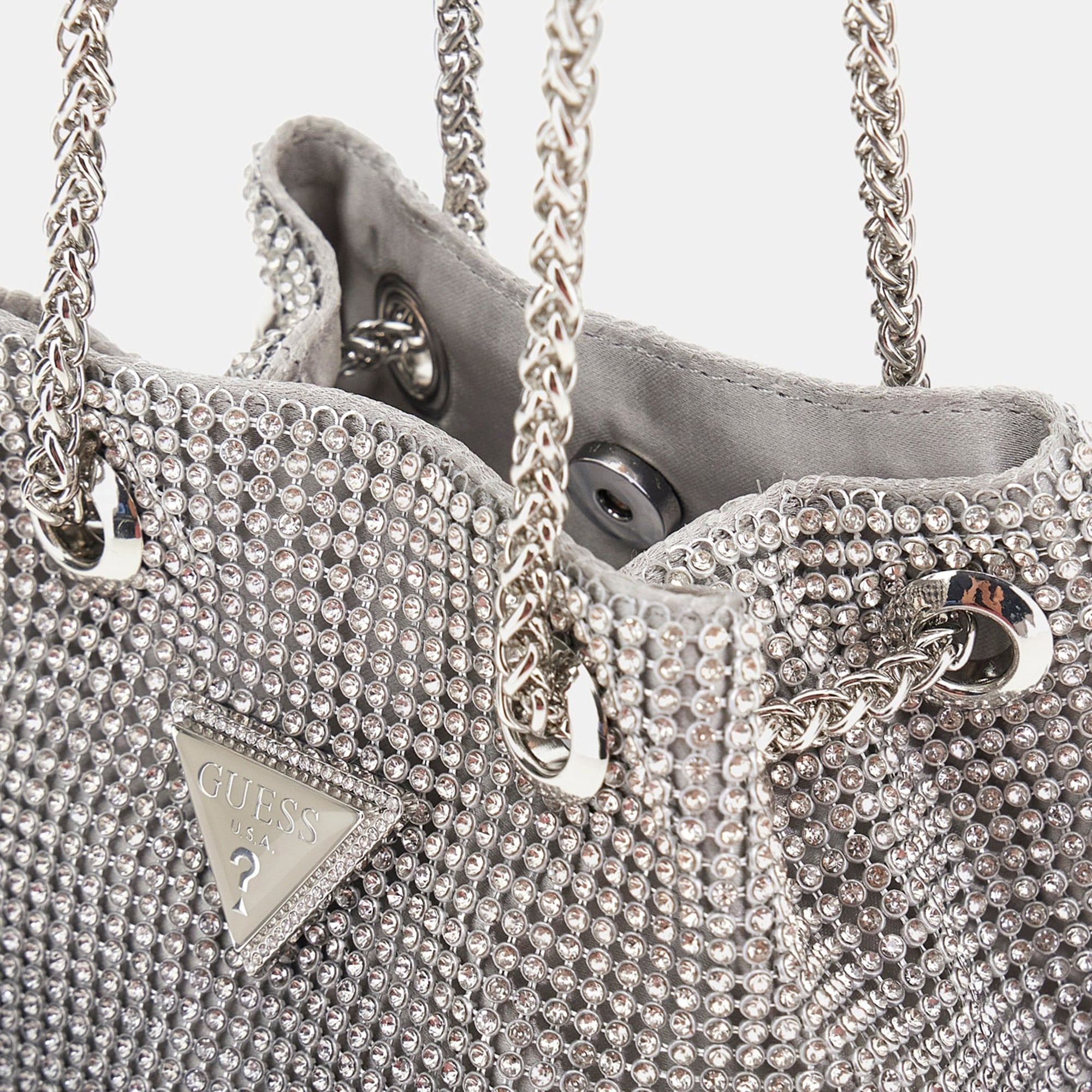 Guess Zalina Mini Top Zip  Zalina Pouch Kadın Gri El Çantası