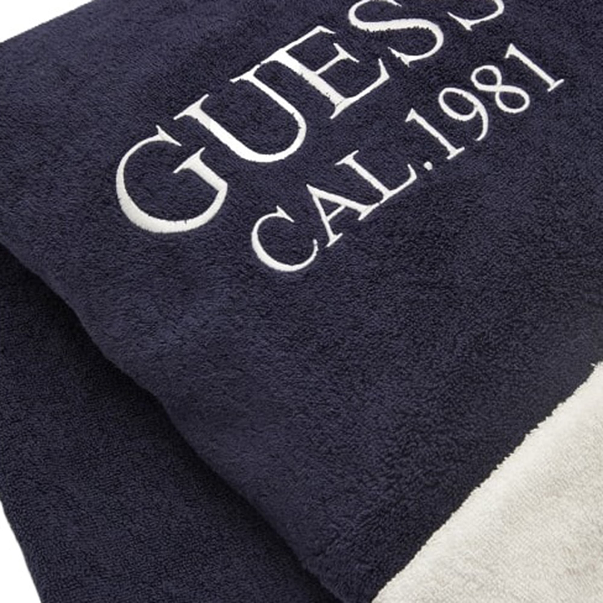 Guess Beach Towel With Border Unisex Lacivert Plaj Havlusu