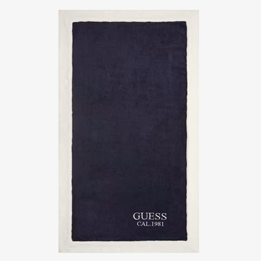  Guess Beach Towel With Border Unisex Lacivert Plaj Havlusu