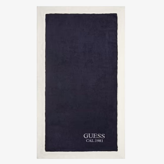  Guess Beach Towel With Border Unisex Lacivert Plaj Havlusu