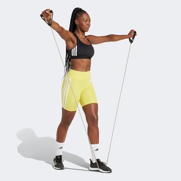  adidas Optime Essentials 3 Stripes Kadın Sarı Antrenman Tayt