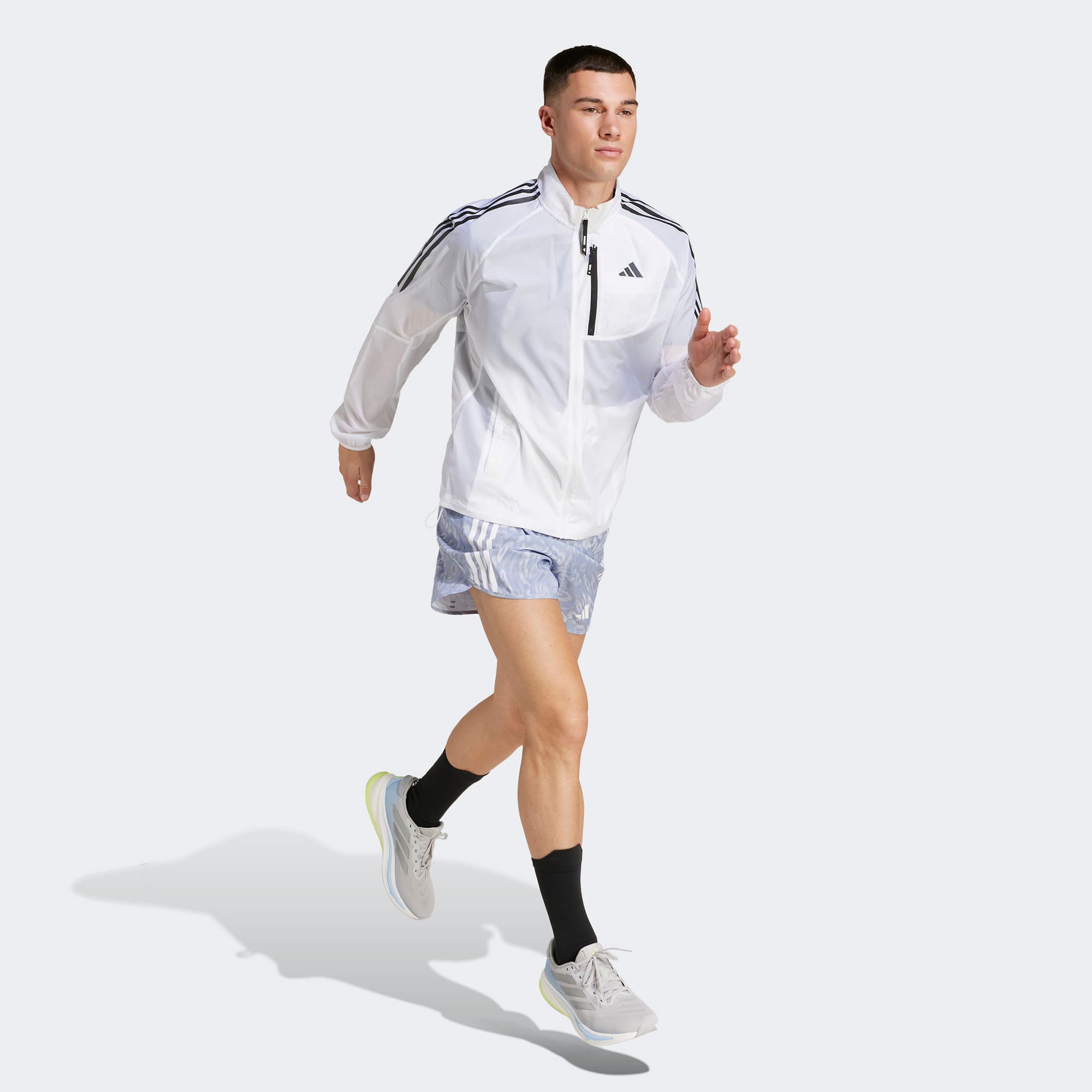  adidas Own The Run 3 Stripes Erkek Gri Koşu Şortu