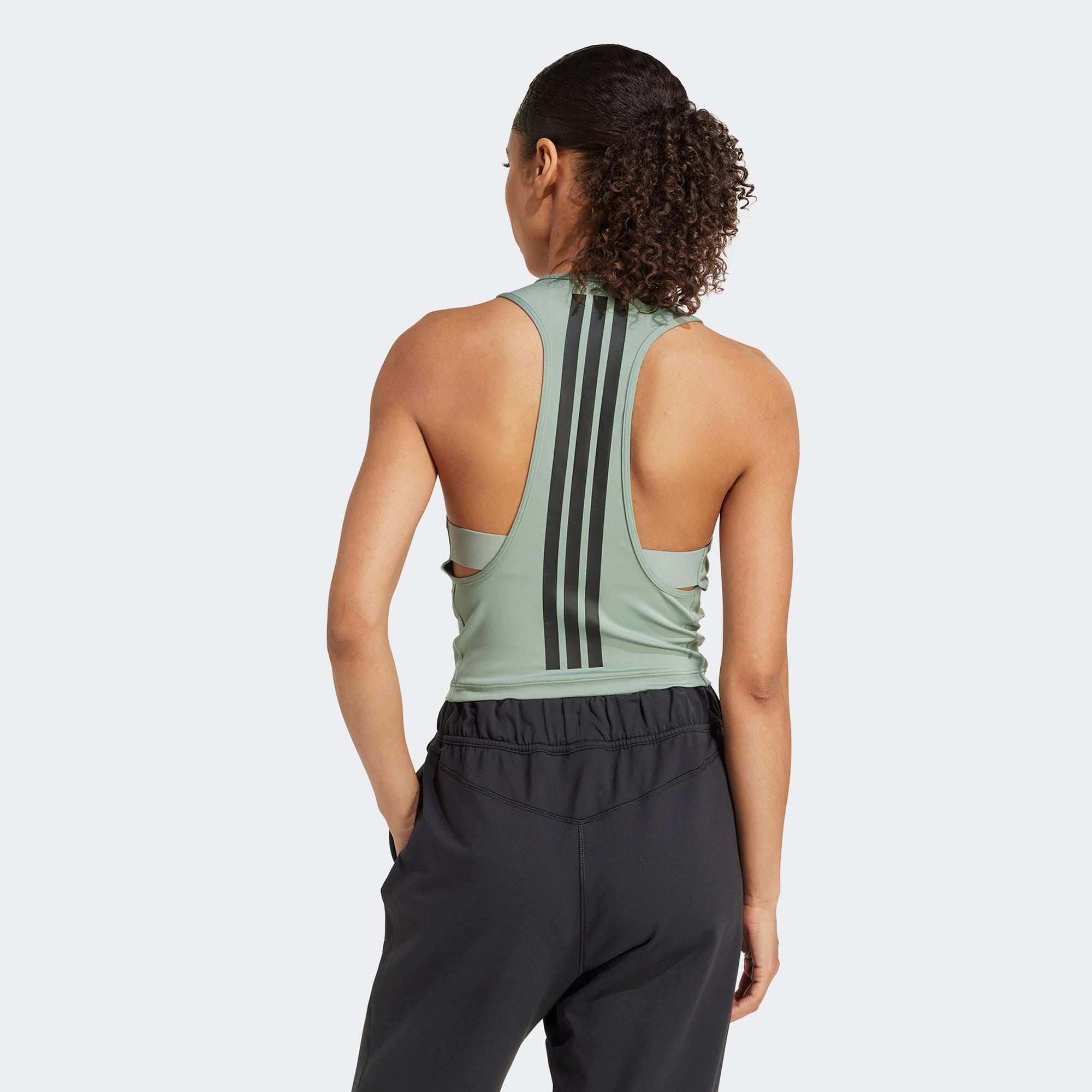 adidas Power 3 Stripes Racerback Kadın Yeşil Atlet