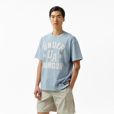  Under Armour Heavyweight Varsity Oversize Erkek Mavi T-Shirt