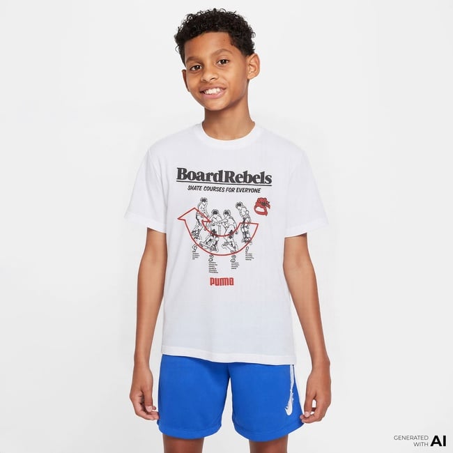  Puma Mid 90s Grapgic Çocuk Beyaz T-Shirt