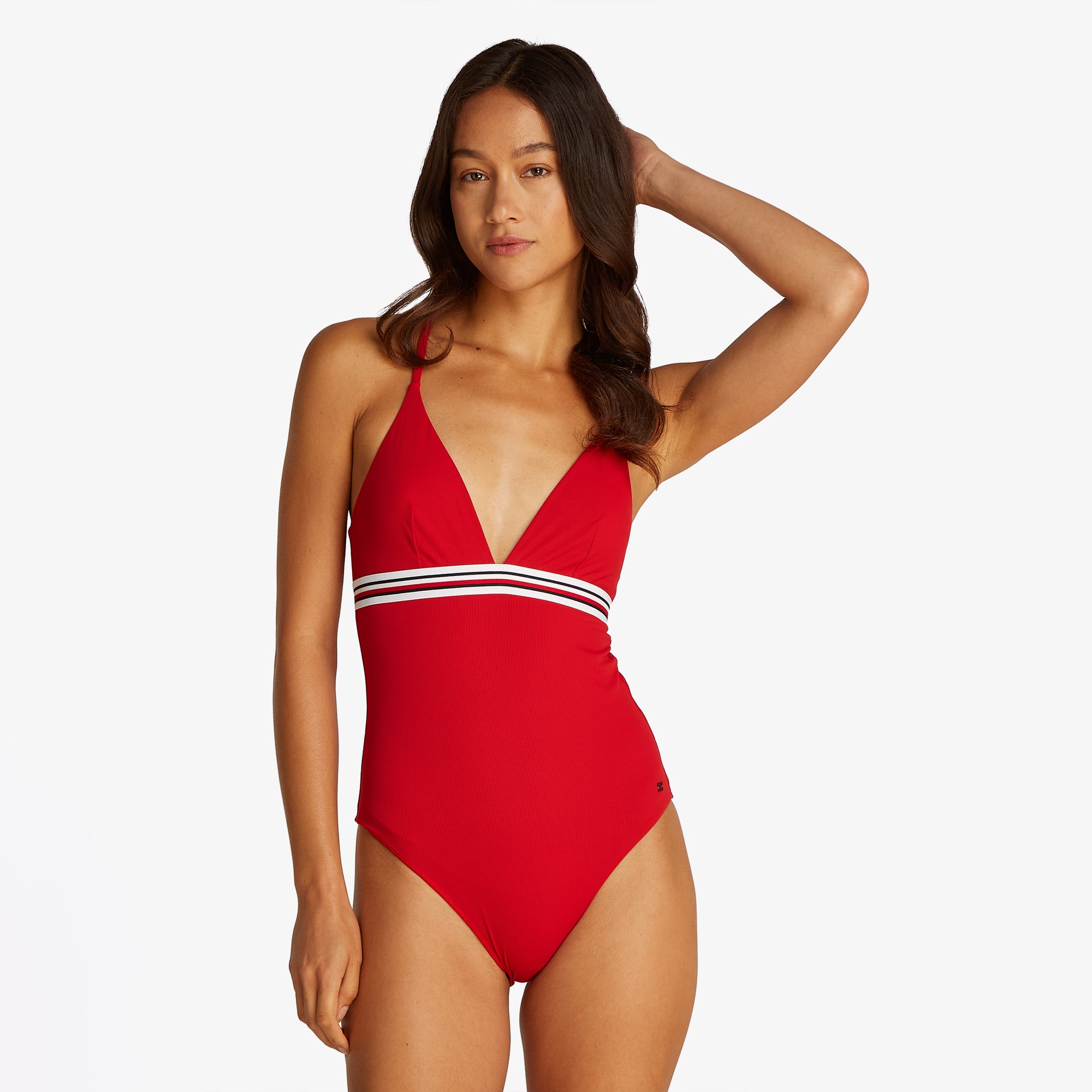 Tommy Hilfiger Triangle One Piece Kadın Kırmızı Mayo