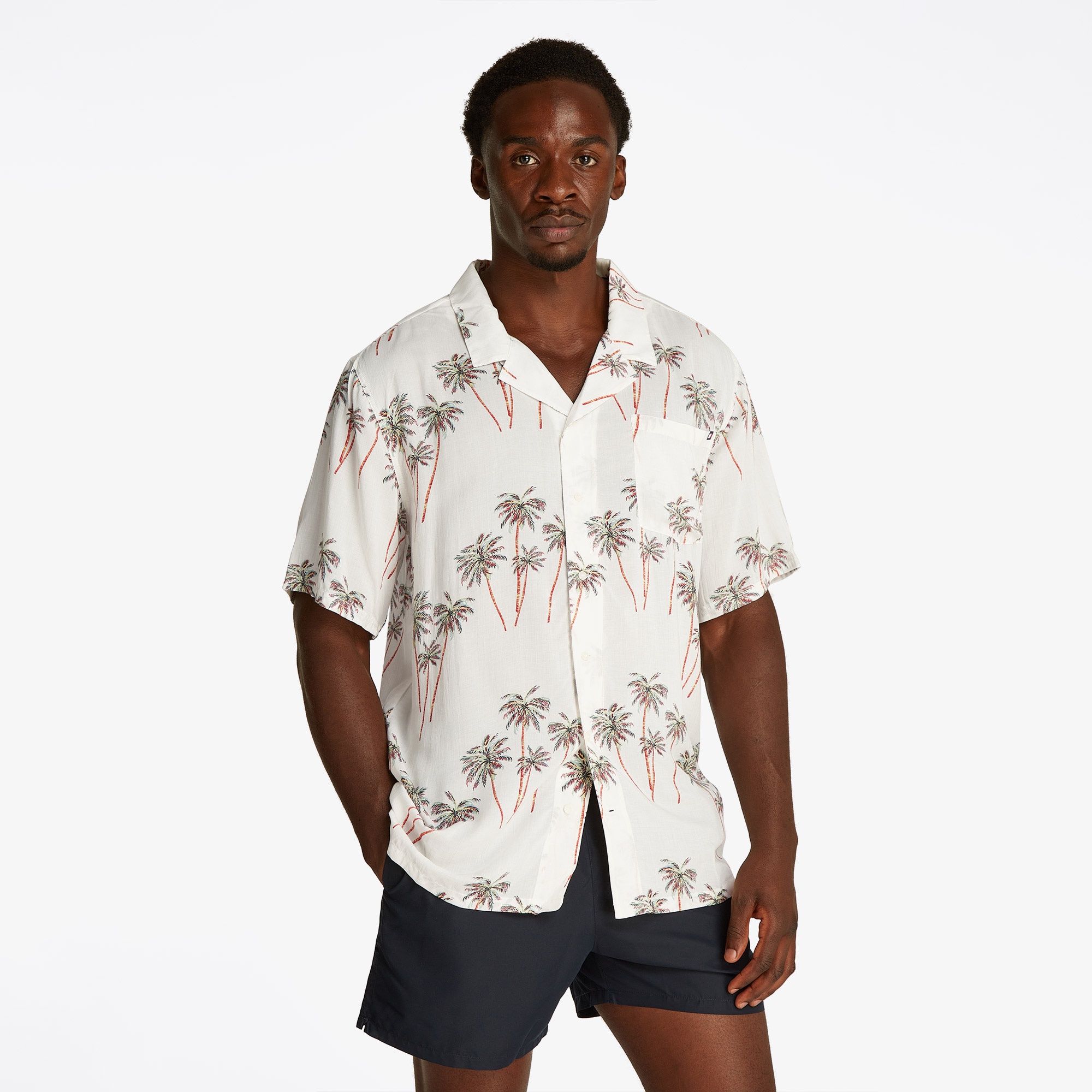 Tommy Hilfiger Bowling Print Erkek Bej Gömlek