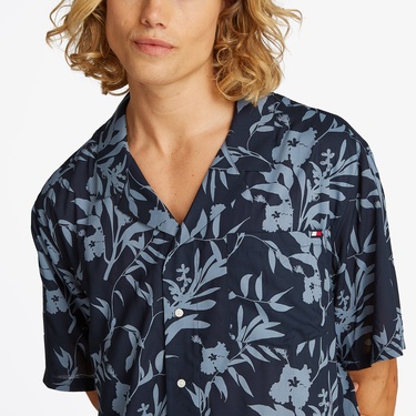  Tommy Hilfiger Bowling Print Erkek Mavi Gömlek