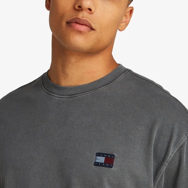  Tommy Jeans Relax Label Erkek Gri T-Shirt