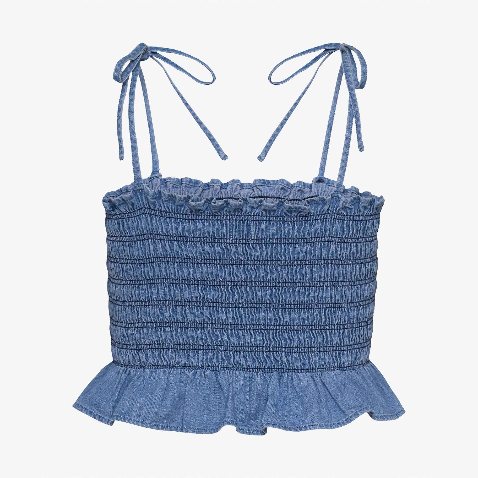 Tommy Jeans Ruched Chambray Kadın Askılı Mavi Crop Top