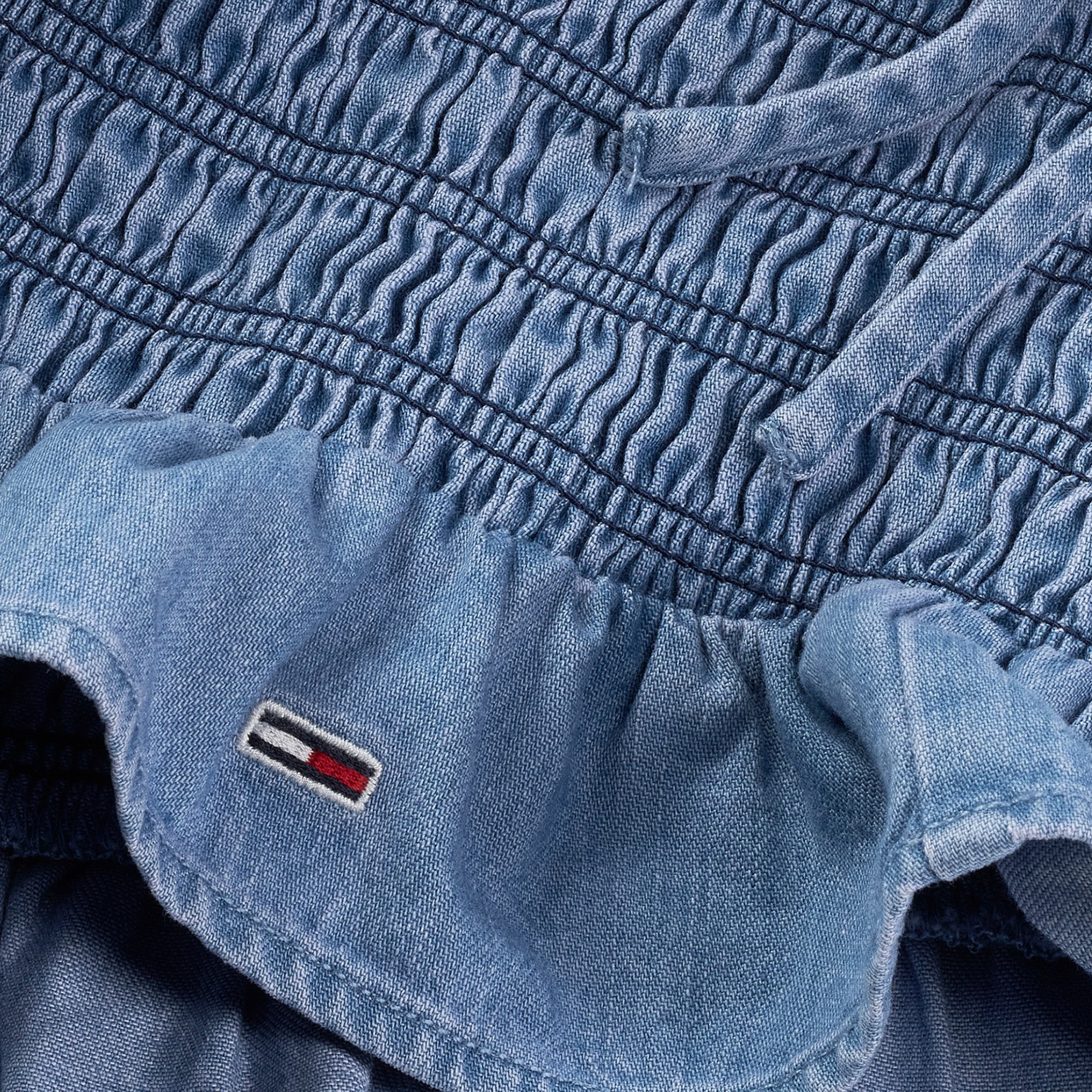 Tommy Jeans Ruched Chambray Kadın Askılı Mavi Crop Top