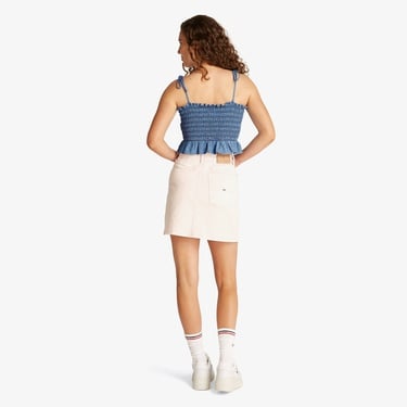  Tommy Jeans Ruched Chambray Kadın Askılı Mavi Crop Top