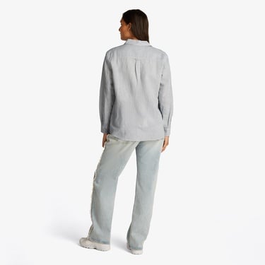  Tommy Jeans Relax Linen Kadın Lacivert Gömlek