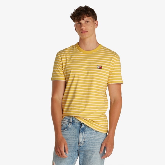  Tommy Jeans Reg Breton Stp Erkek Sarı T-Shirt