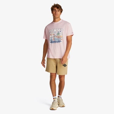  Tommy Jeans Relax Arch Sailing Erkek Pembe T-Shirt