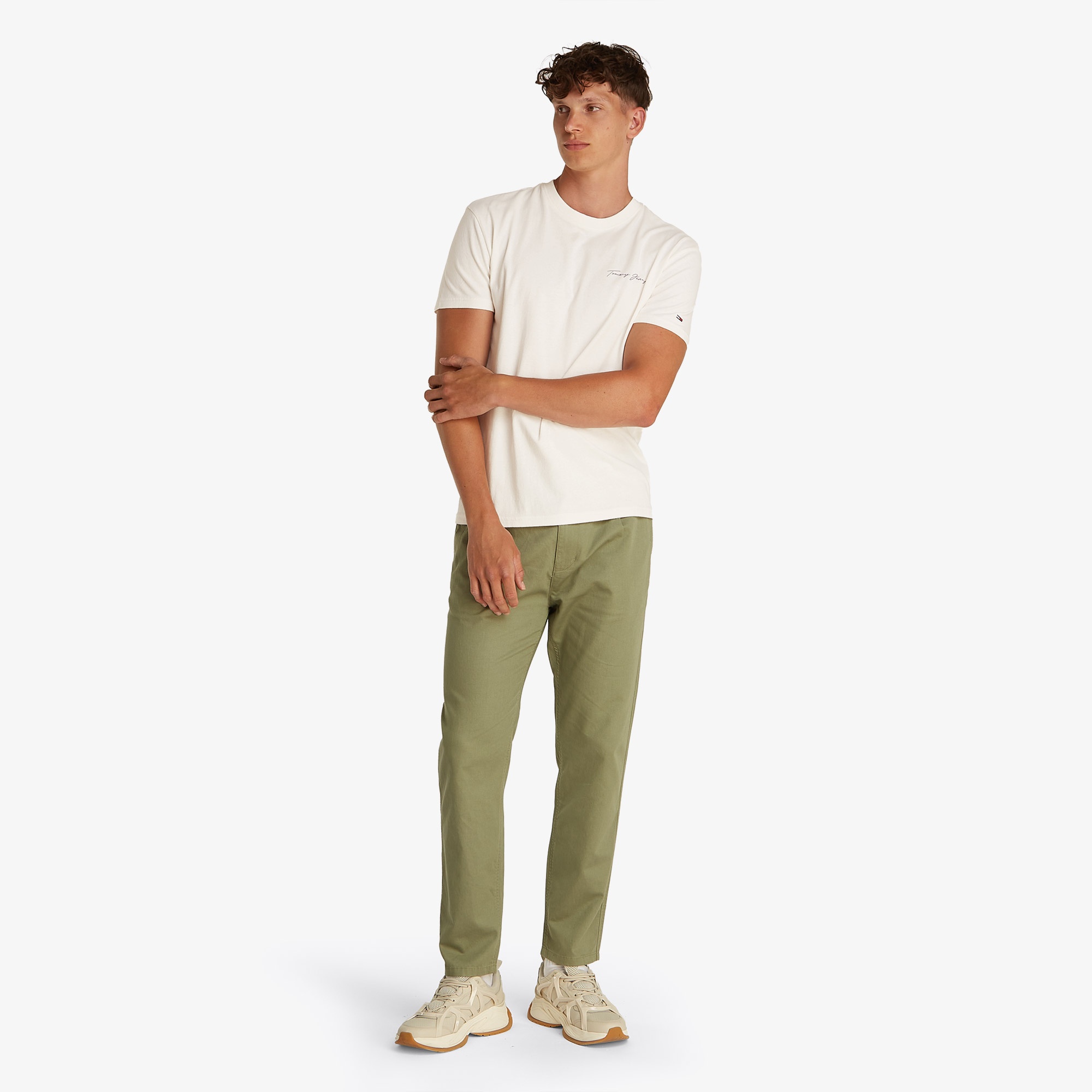 Tommy Jeans Reg Sig Sailing Ext Erkek Beyaz T-Shirt