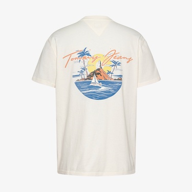  Tommy Jeans Reg Sig Sailing Ext Erkek Beyaz T-Shirt
