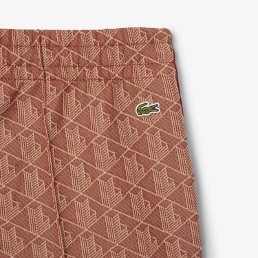  Lacoste Flare Fit Monogram Kadın Bej Eşofman Altı