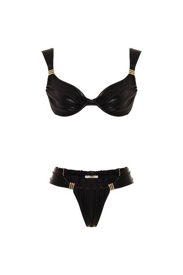  Movom Salma Underwire Ruched Kadın Bikini Takım Siyah