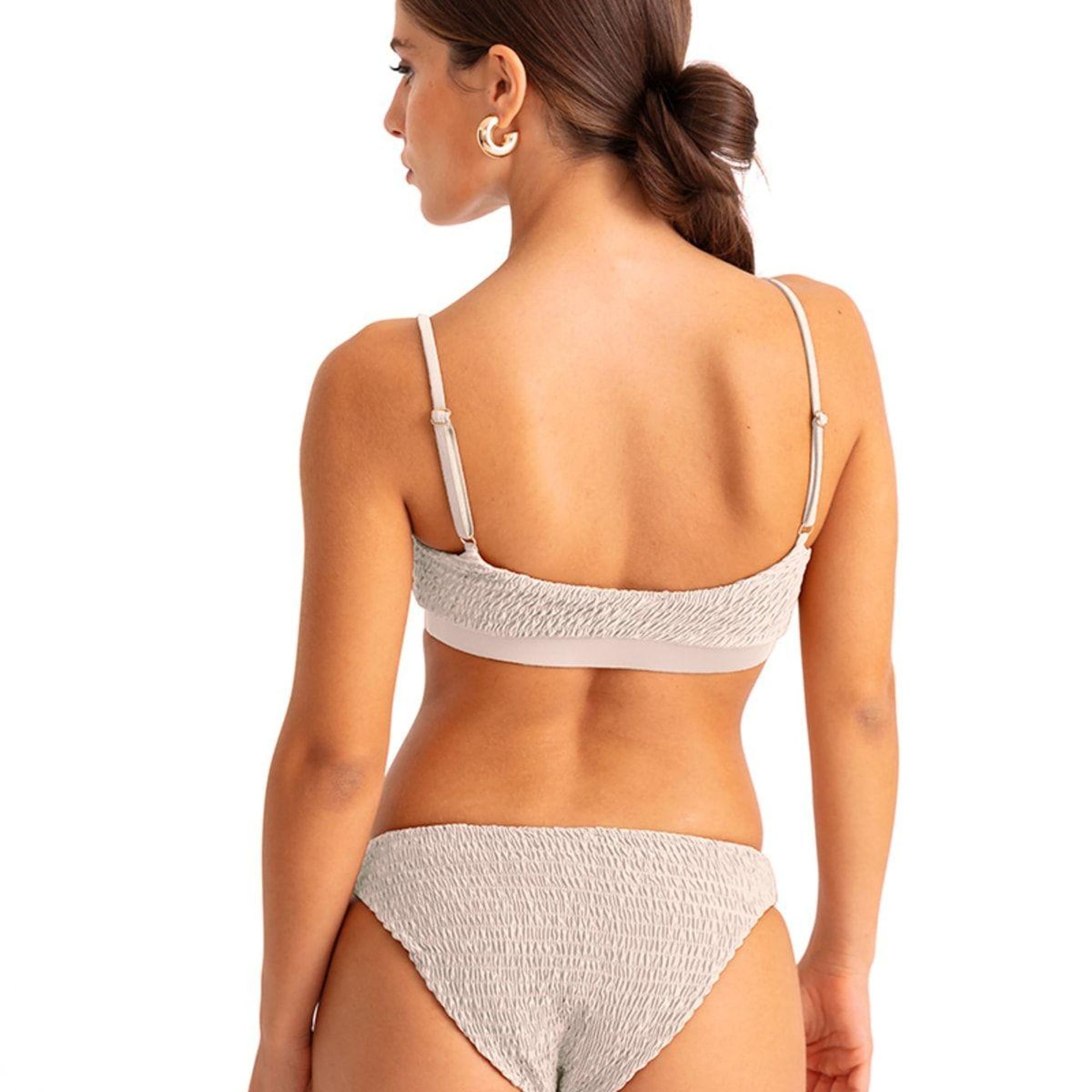 Movom Yalu Smock Bandeu Kadın Bikini Takım Beyaz