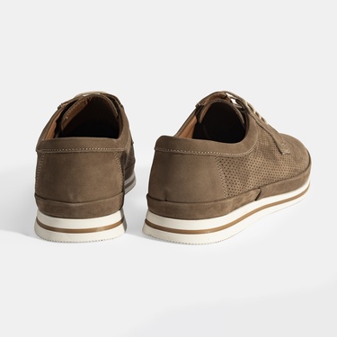  Erkek Vizon Nubuk Deri Bağcıklı Günlük Ayakkabı