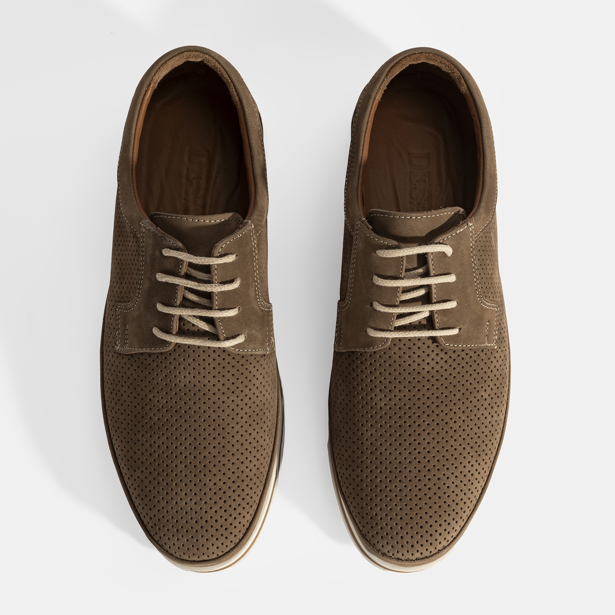 Erkek Vizon Nubuk Deri Bağcıklı Günlük Ayakkabı