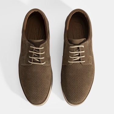  Erkek Vizon Nubuk Deri Bağcıklı Günlük Ayakkabı