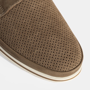  Erkek Vizon Nubuk Deri Bağcıklı Günlük Ayakkabı