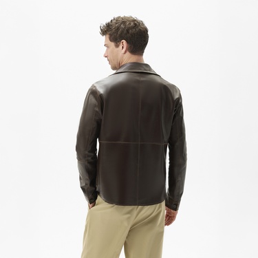  Erkek Taba / Kahve Çift Taraflı Deri Gömlek Ceket