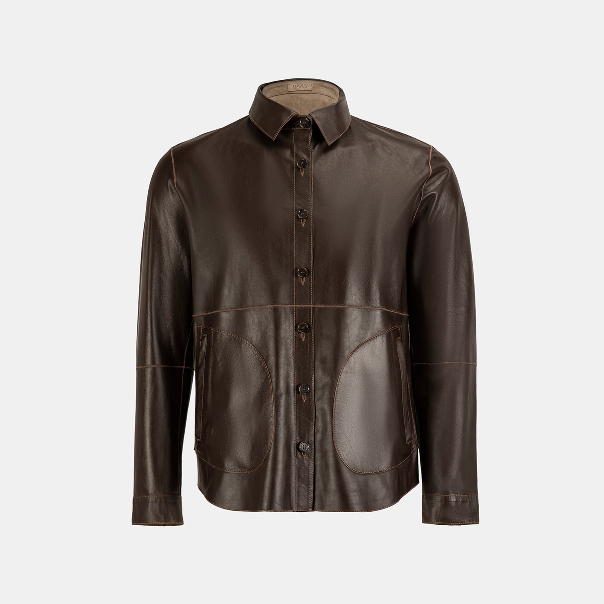Erkek Taba / Kahve Çift Taraflı Deri Gömlek Ceket