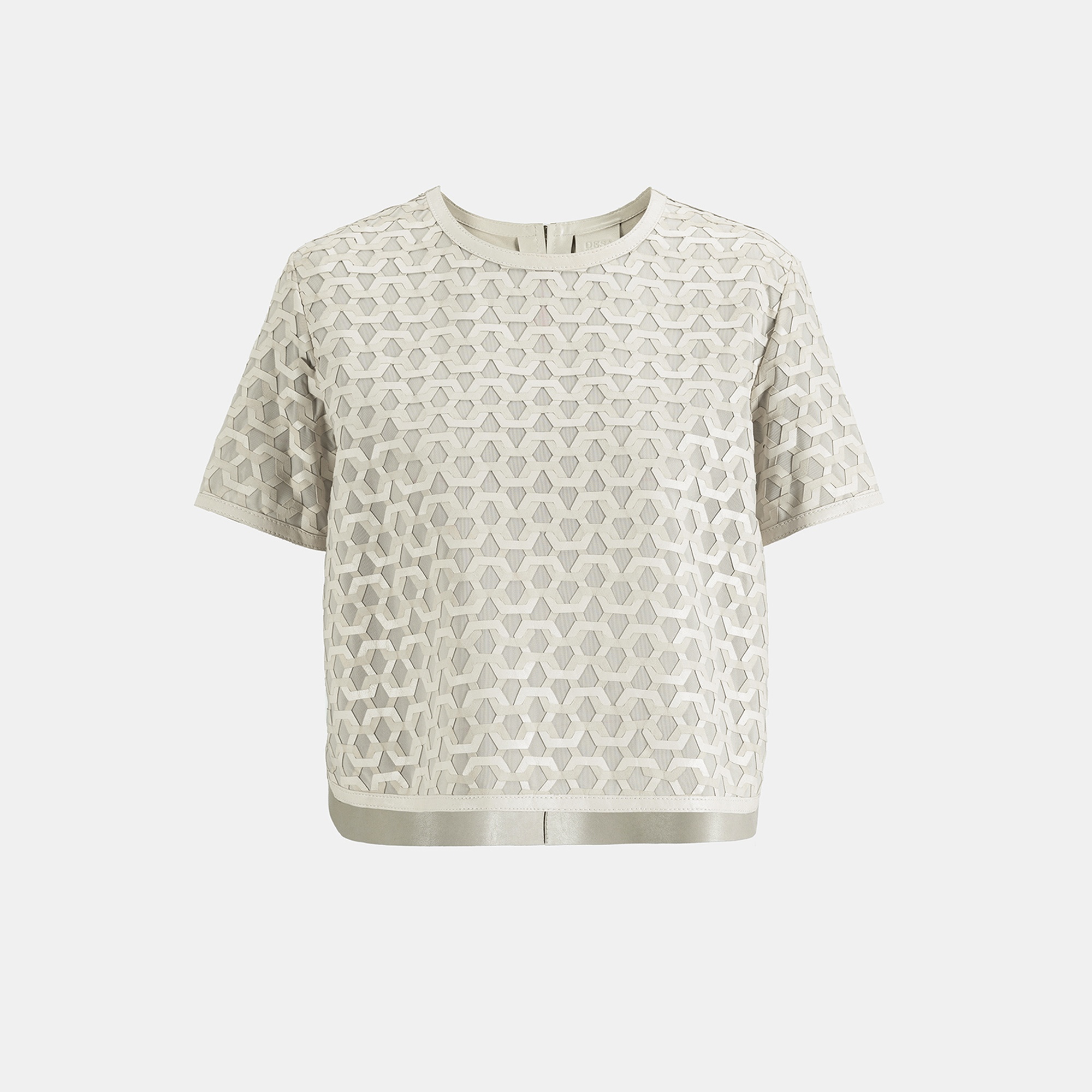 Kadın Beyaz Deri Detaylı Bluz