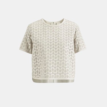  Kadın Beyaz Deri Detaylı Bluz