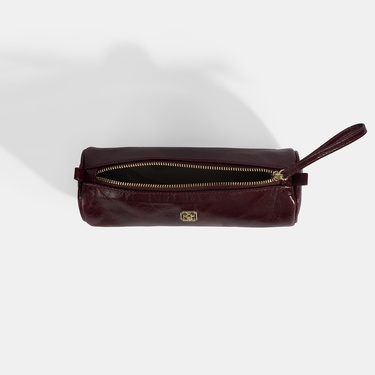  Bordo Deri Kalemlik/Tıraş/Makyaj Çantası