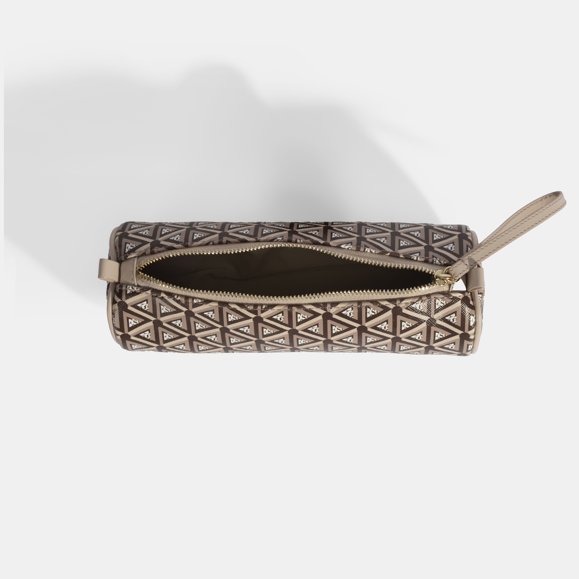 Bej Monogram Desenli Kalemlik/Tıraş/Makyaj Çantası