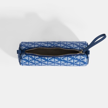  Mavi Monogram Desenli Kalemlik/Tıraş/Makyaj Çantası