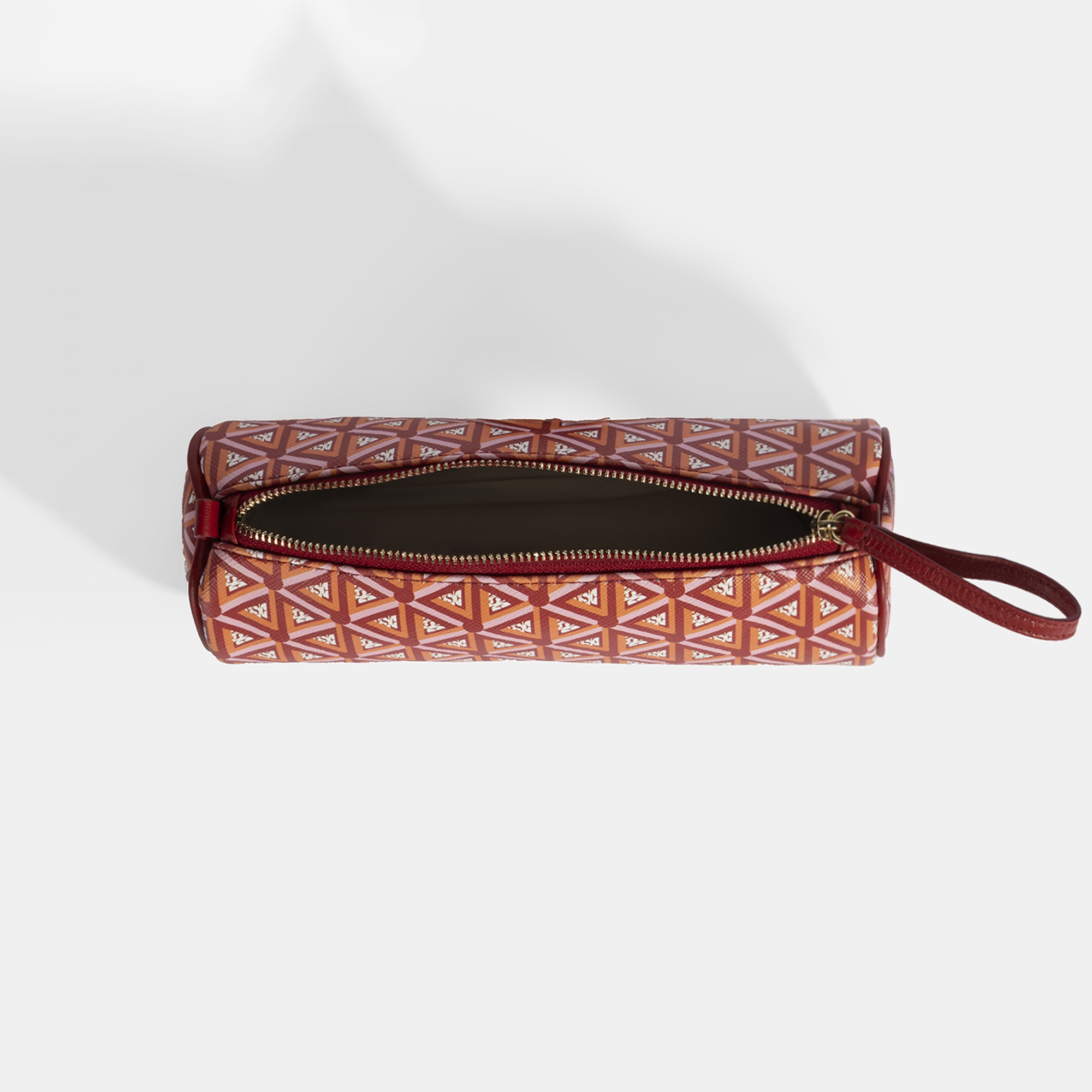 Kırmızı Monogram Desenli Kalemlik/Tıraş/Makyaj Çantası