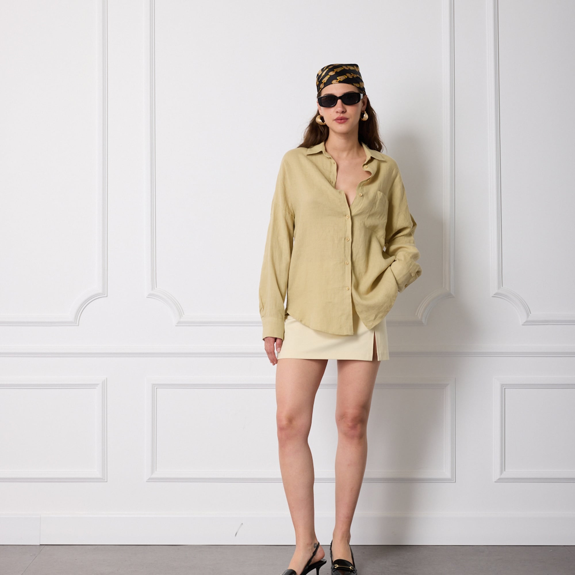 %100 Keten Oversize Gömlek